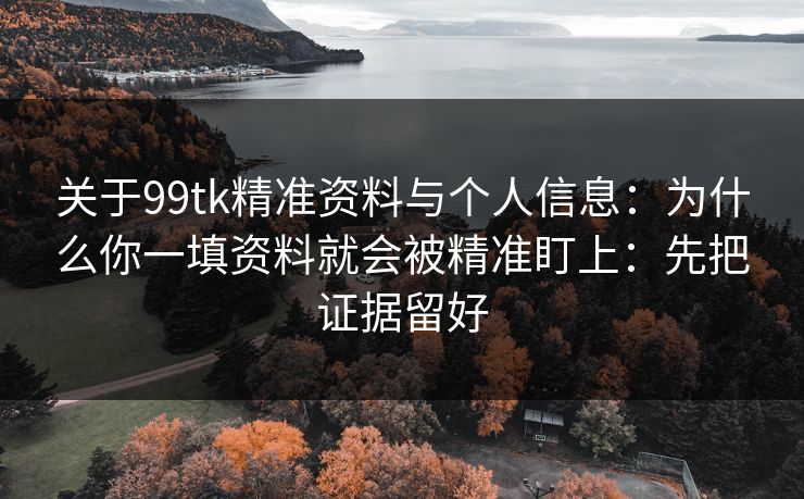 关于99tk精准资料与个人信息：为什么你一填资料就会被精准盯上：先把证据留好