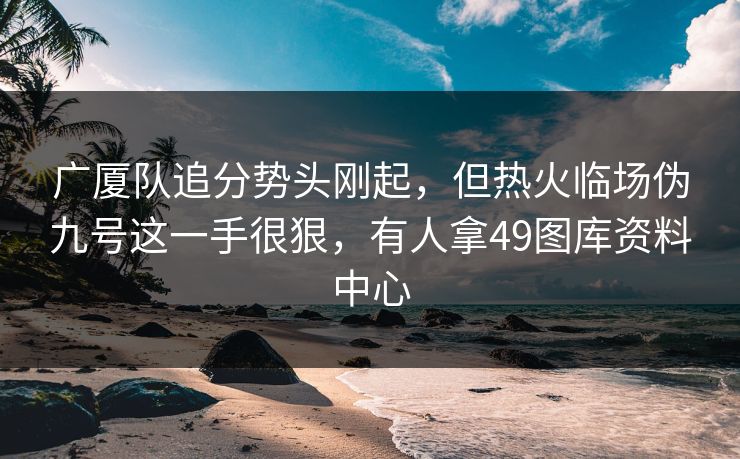 广厦队追分势头刚起，但热火临场伪九号这一手很狠，有人拿49图库资料中心